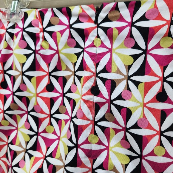 Geoffrey Beene Sport A-Line Multicolor Skirt Floral Geo-Print Cotton Blend - Picture 8 of 12